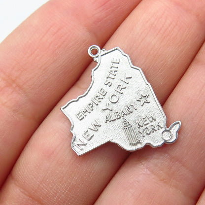 925 Sterling Silver Vintage Griffith & Sons Co "New York" State Map Pendant