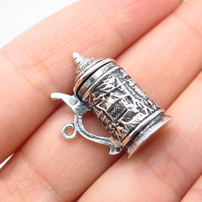 800 Silver Vintage Beer Stein Movable Charm Pendant