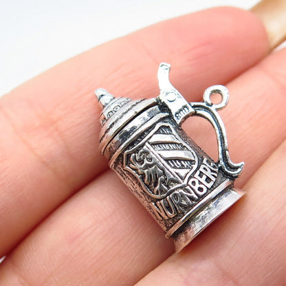 800 Silver Vintage Beer Stein Movable Charm Pendant