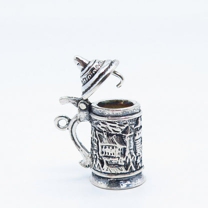 800 Silver Vintage Beer Stein Movable Charm Pendant