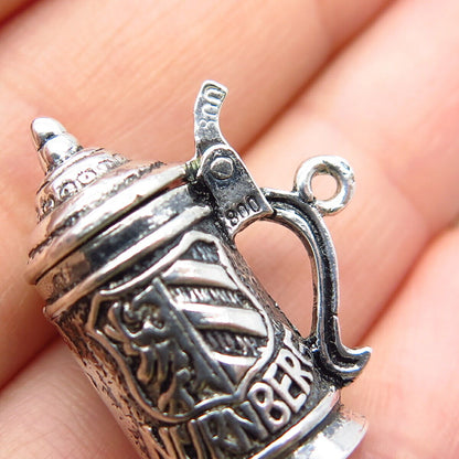 800 Silver Vintage Beer Stein Movable Charm Pendant