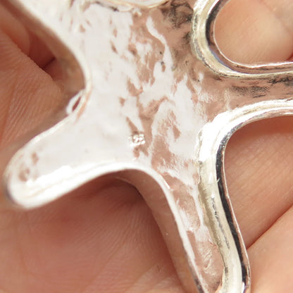 925 Sterling Silver Vintage Hammered Finish Sea Star / Starfish Pendant