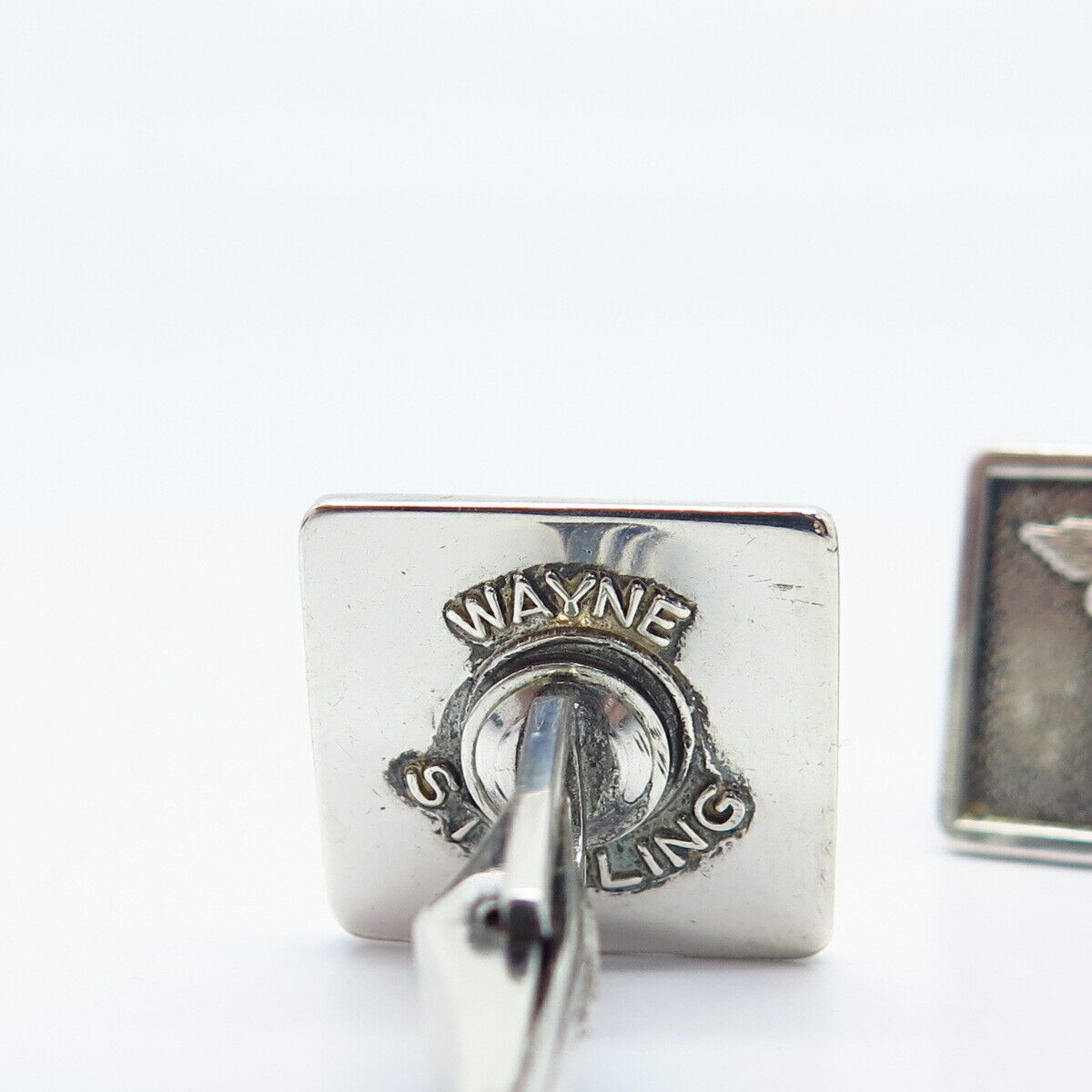 925 Sterling Silver Vintage Wayne Mercury Caduceus Sign Cufflinks