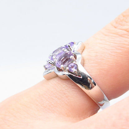 925 Sterling Silver Real Amethyst Gemstone Ring Size 7.5