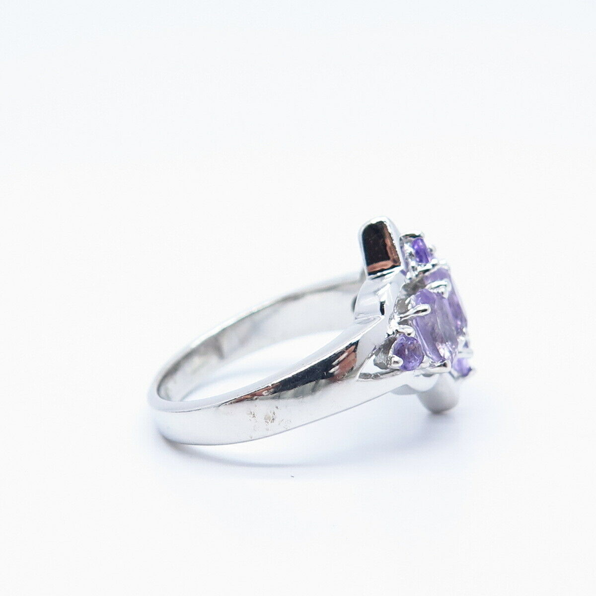 925 Sterling Silver Real Amethyst Gemstone Ring Size 7.5