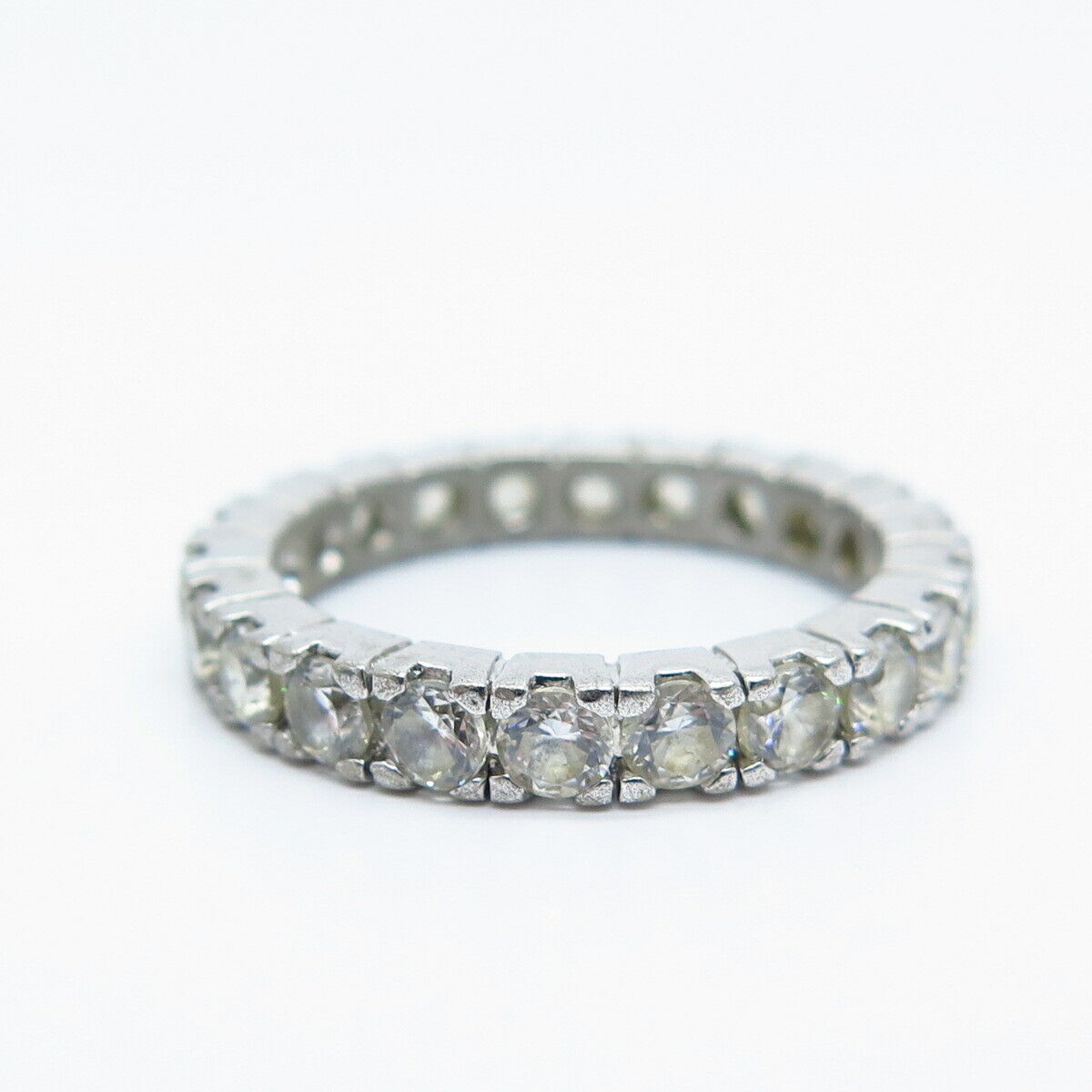 925 Sterling Silver Round-Cut C Z All Around Eternity Band Ring Size 6.75