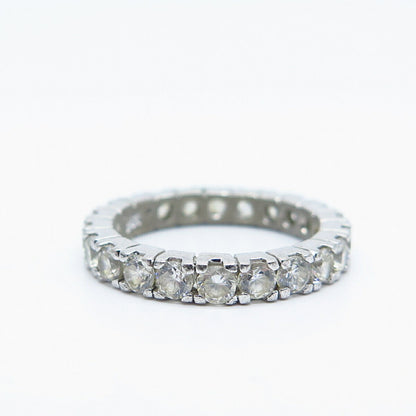 925 Sterling Silver Round-Cut C Z All Around Eternity Band Ring Size 6.75