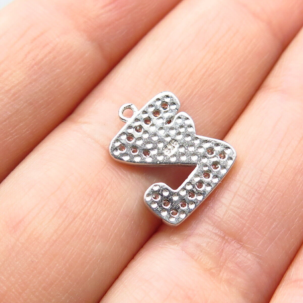 925 Sterling Silver C Z & Enamel Letter "Z" Initial Charm Pendant