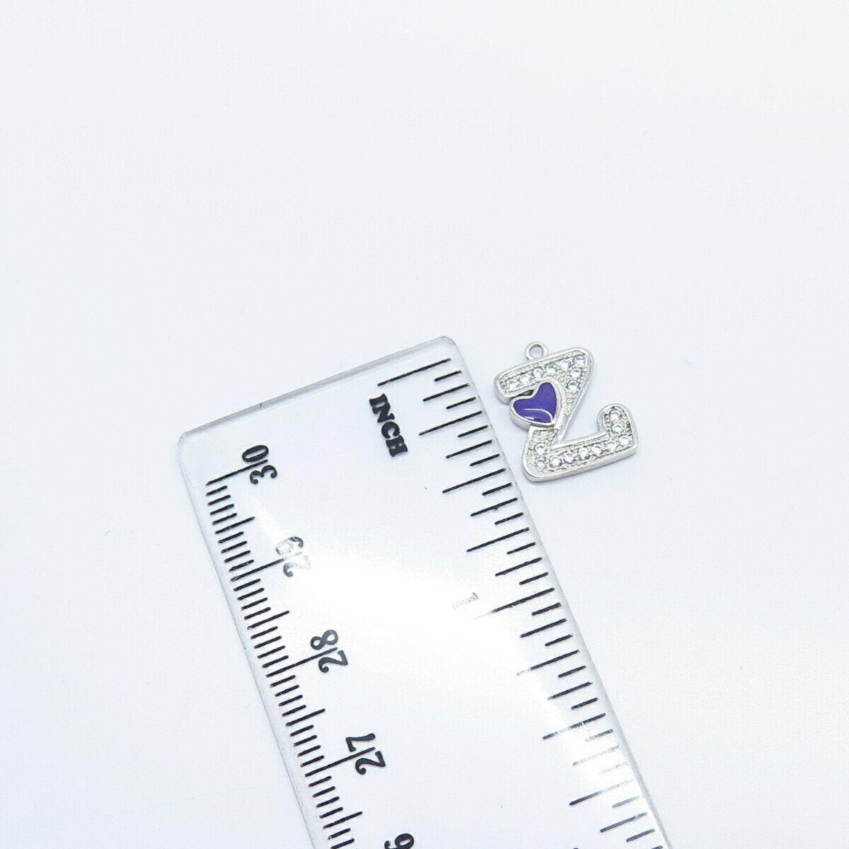 925 Sterling Silver C Z & Enamel Letter "Z" Initial Charm Pendant