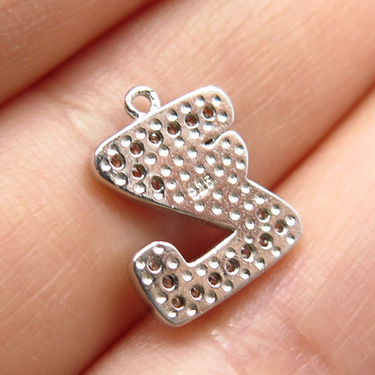 925 Sterling Silver C Z & Enamel Letter "Z" Initial Charm Pendant