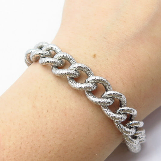 925 Sterling Silver Italy Cable Link Bracelet 6.75"