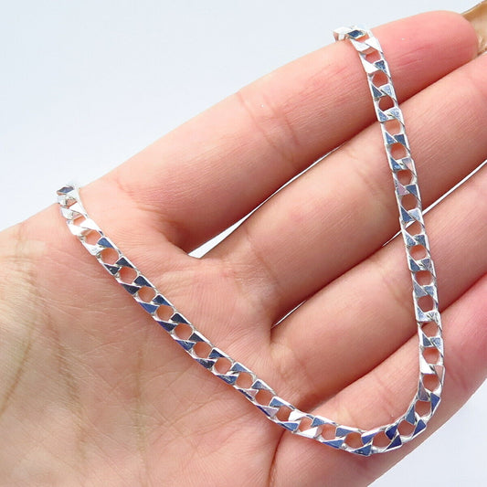 925 Sterling Silver Italy Cuban Chain Necklace 21"