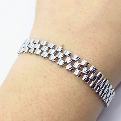 925 Sterling Silver Fence Link Bracelet 8.25"