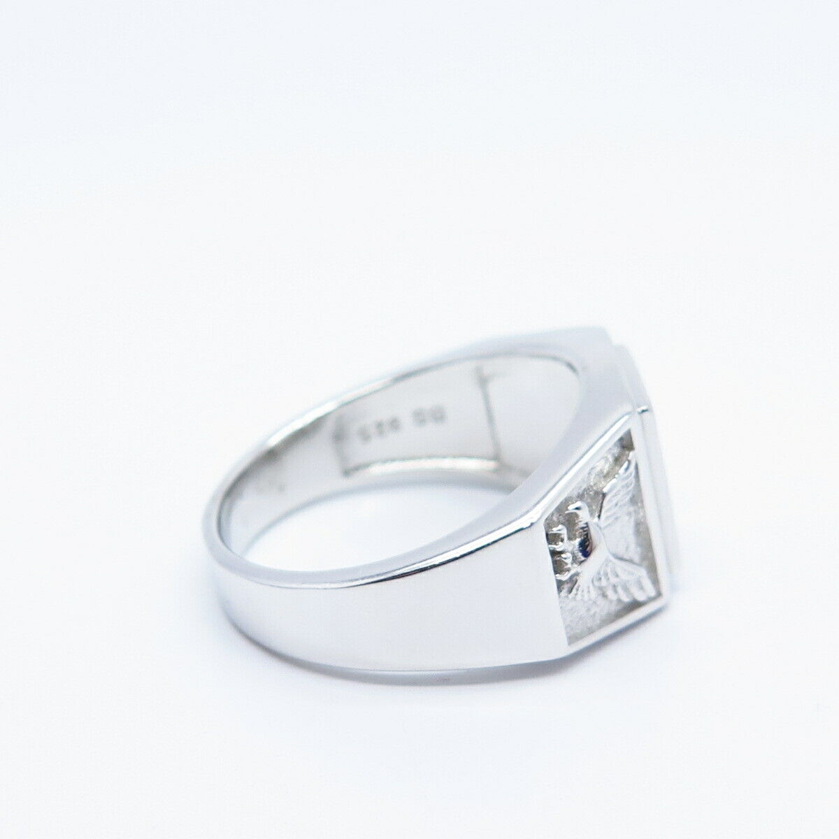 925 Sterling Silver Pave C Z Signet Ring Size 10.75