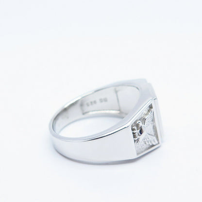 925 Sterling Silver Pave C Z Signet Ring Size 10.75