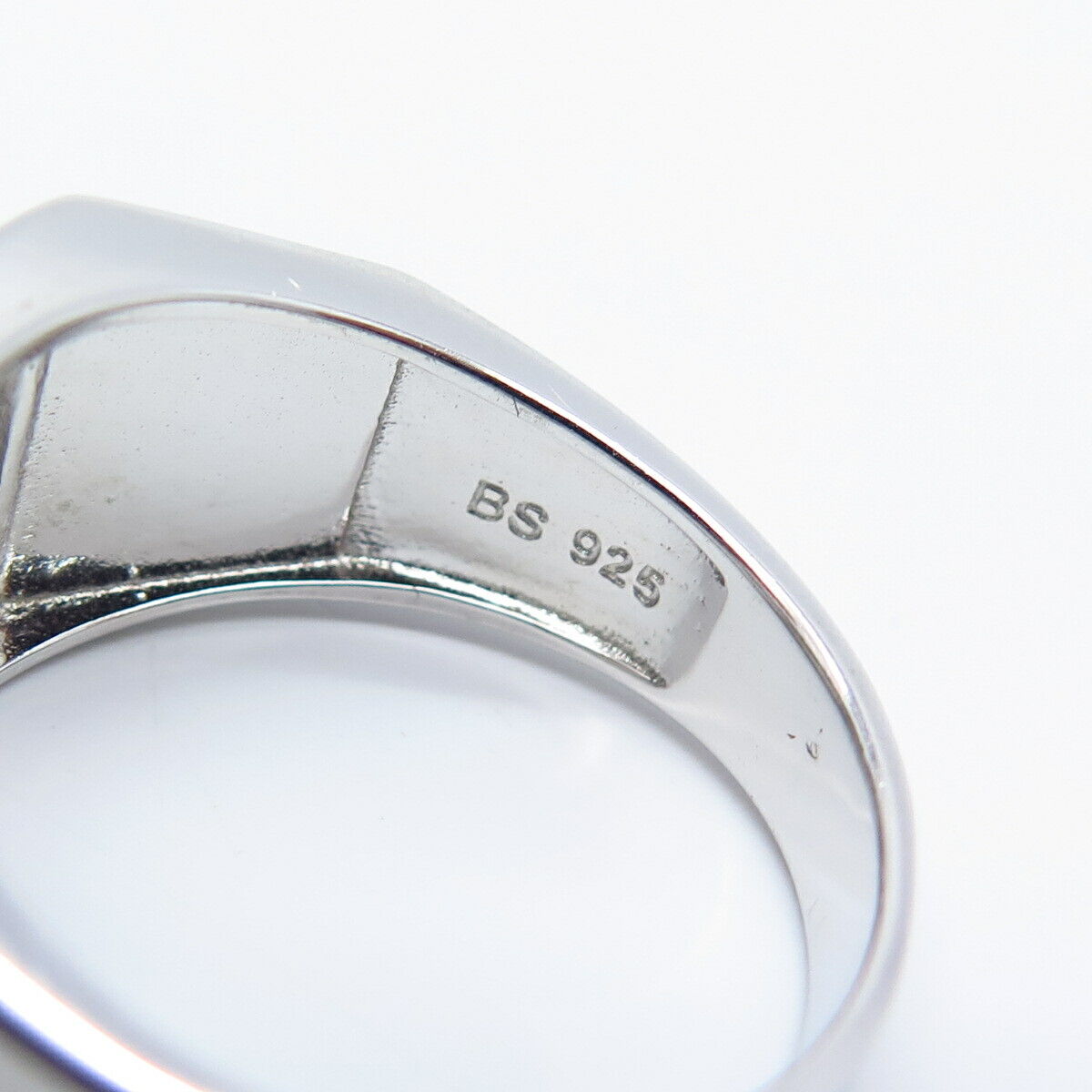 925 Sterling Silver Pave C Z Signet Ring Size 10.75