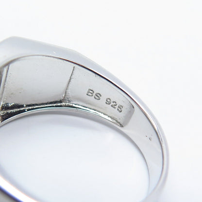 925 Sterling Silver Pave C Z Signet Ring Size 10.75