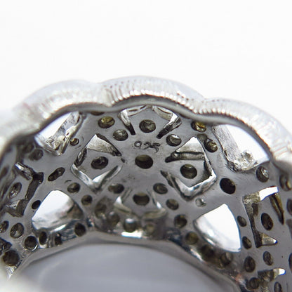 925 Sterling Silver Pave C Z Ornate Wide Band Ring Size 7.25