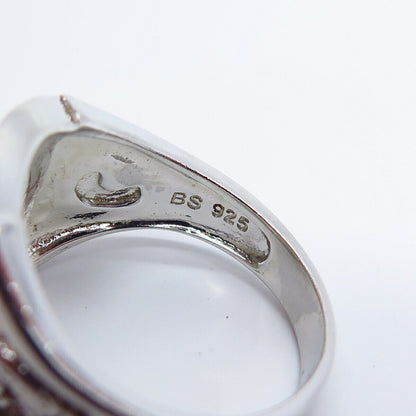 925 Sterling Silver Pave C Z & Enamel Wild Animal Ring Size 9