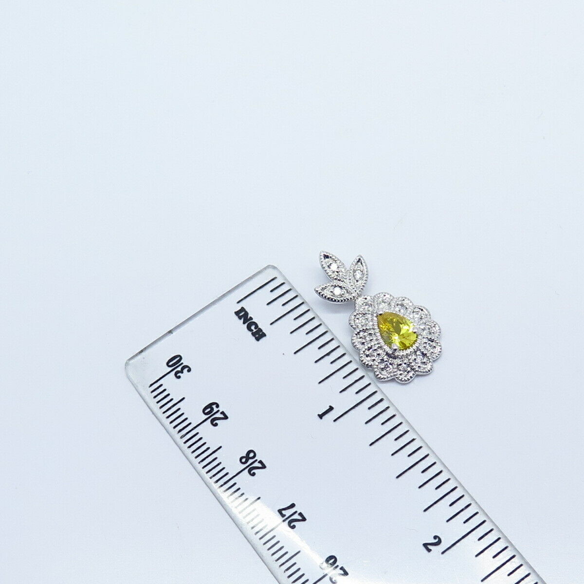 925 Sterling Silver White & Citrine-Tone C Z Slide Pendant