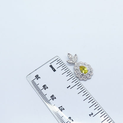 925 Sterling Silver White & Citrine-Tone C Z Slide Pendant