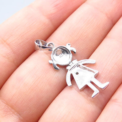 925 Sterling Silver C Z Girl Pendant