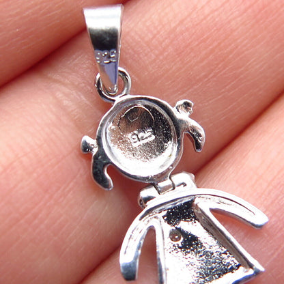 925 Sterling Silver C Z Girl Pendant