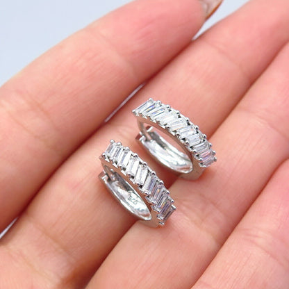 925 Sterling Silver C Z Hoop Earrings