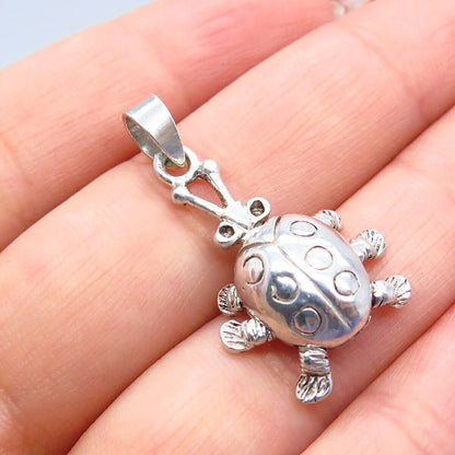 925 Sterling Silver Vintage Ladybug Pendant