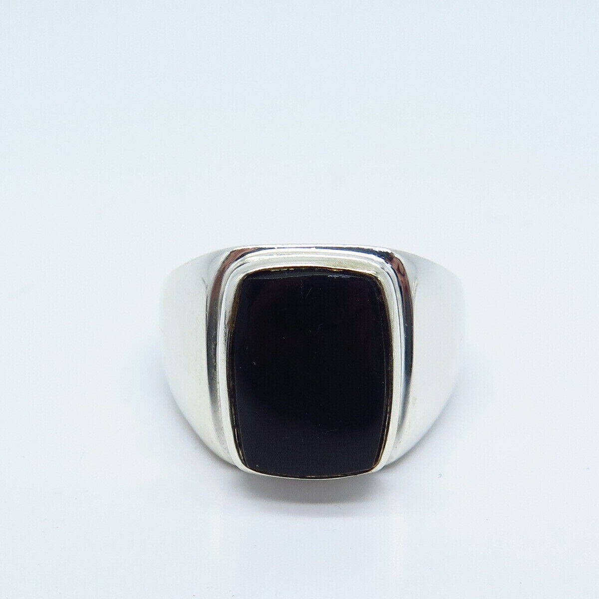 925 Sterling Silver Vintage Real Black Onyx Gemstone Ring Size 14