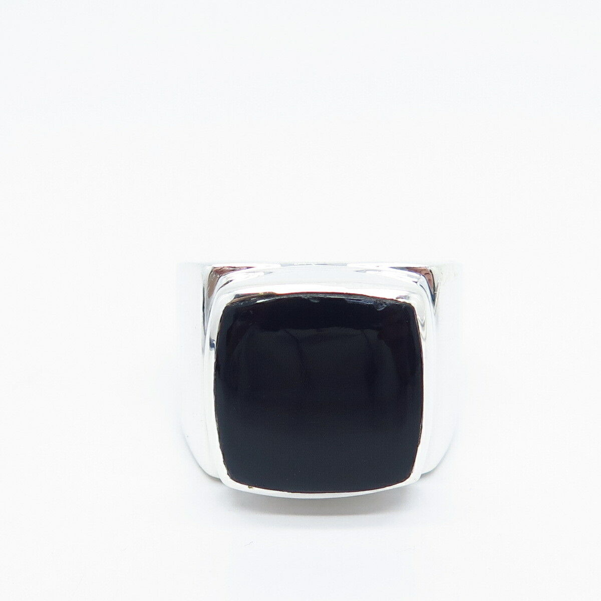 925 Sterling Silver Vintage Real Black Onyx Gemstone Ring Size 9.75