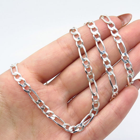 925 Sterling Silver Figaro Chain Necklace 20"