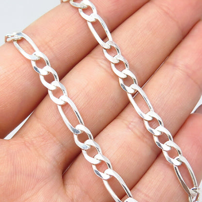 925 Sterling Silver Figaro Chain Necklace 20"