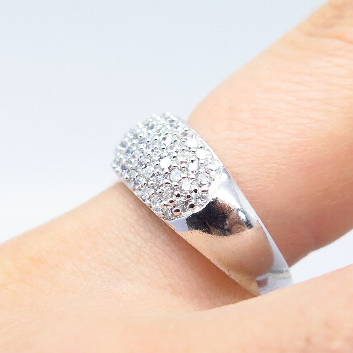925 Sterling Silver Pave C Z Ring Size 9.25