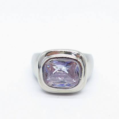 925 Sterling Silver Amethyst-Tone C Z Ring Size 7.5