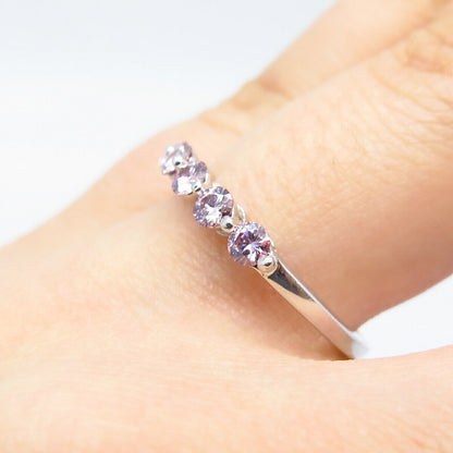 925 Sterling Silver Amethyst-Tone C Z Ring Size 7