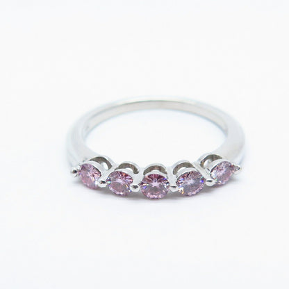 925 Sterling Silver Amethyst-Tone C Z Ring Size 7