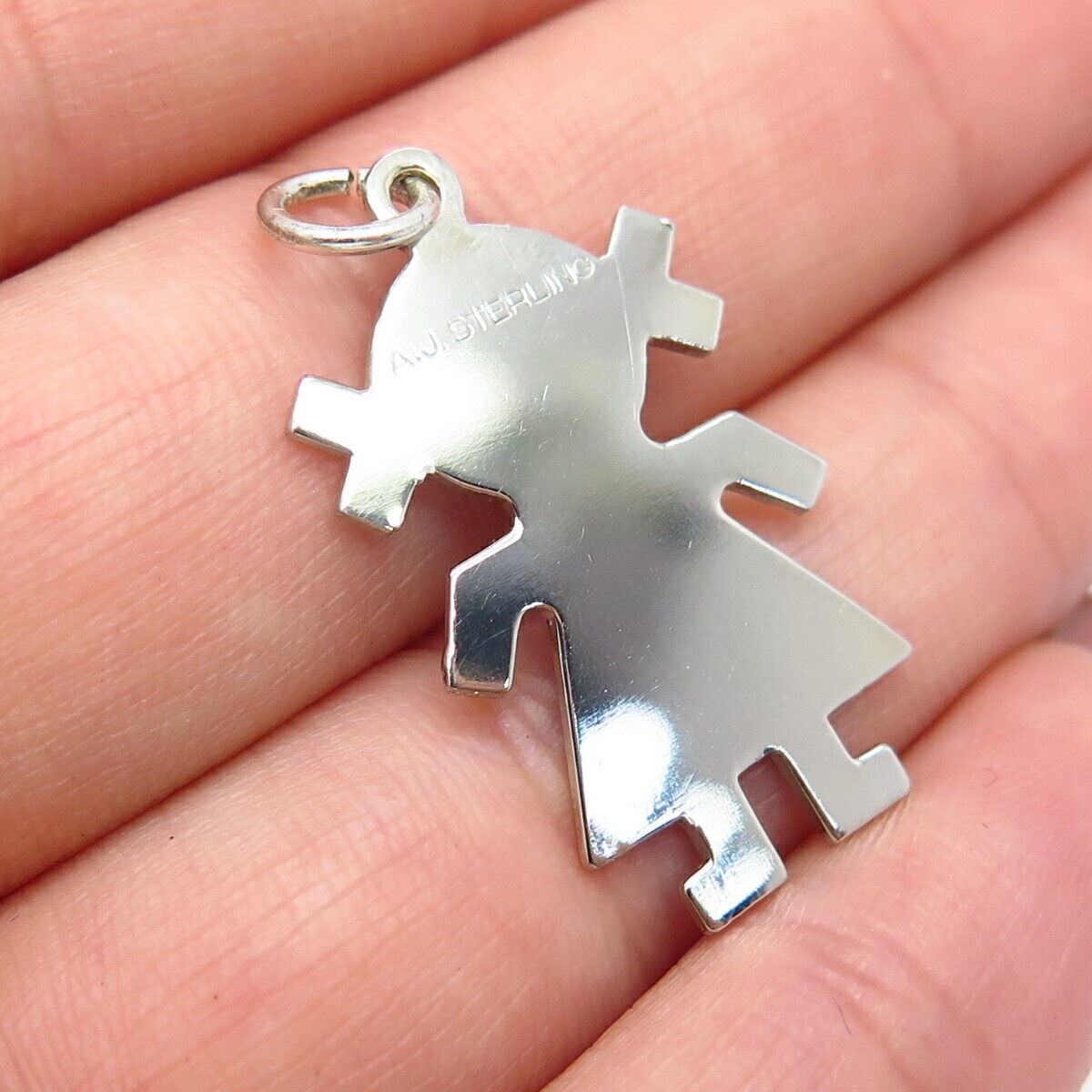 925 Sterling Silver Vintage A.J. Girl Pendant