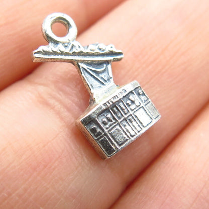 925 Sterling Silver Vintage Cable Car Charm Pendant