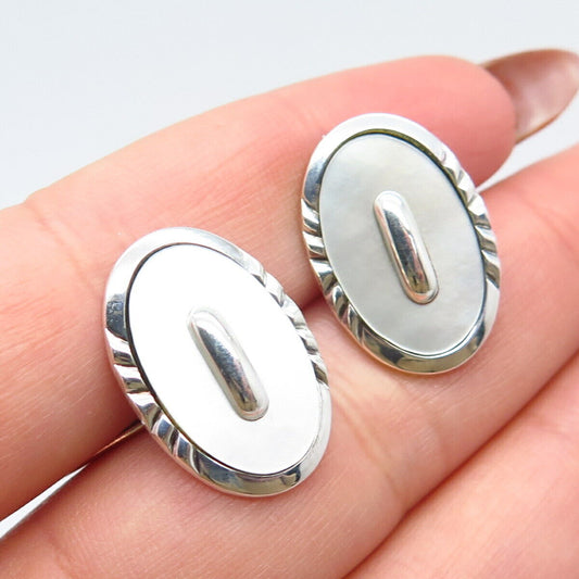 835 Silver Vintage Real Mother-of-Pearl Cufflinks