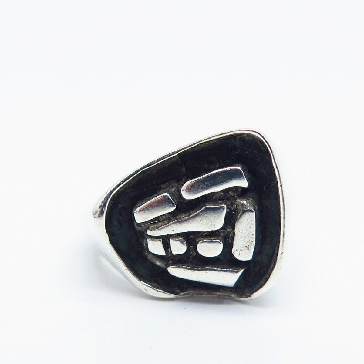 925 Sterling Silver Vintage Modernist Ring Size 4.75