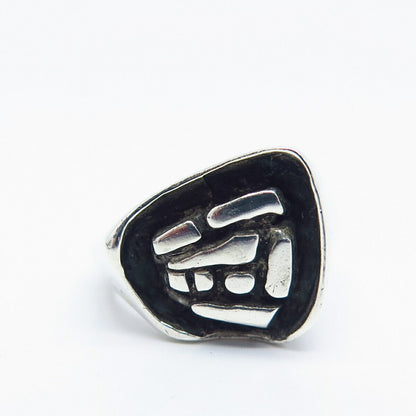 925 Sterling Silver Vintage Modernist Ring Size 4.75