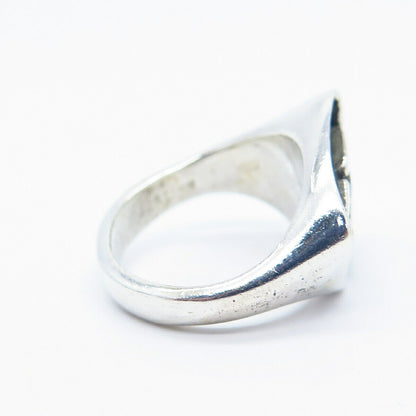 925 Sterling Silver Vintage Modernist Ring Size 4.75