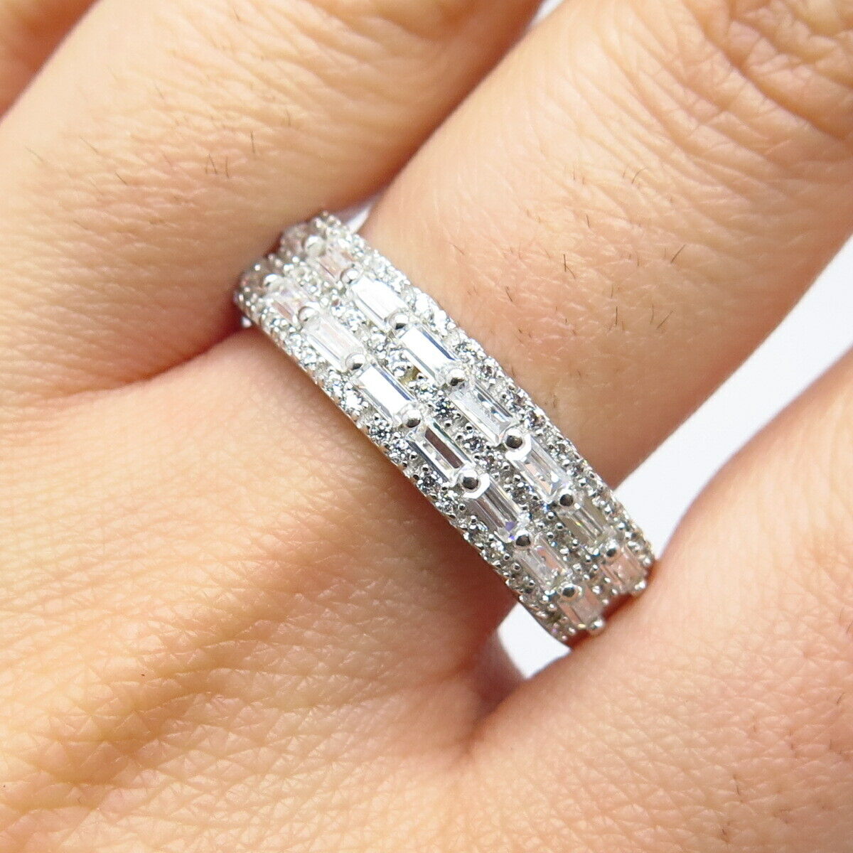 925 Sterling Silver Pave C Z Ring Size 12.25