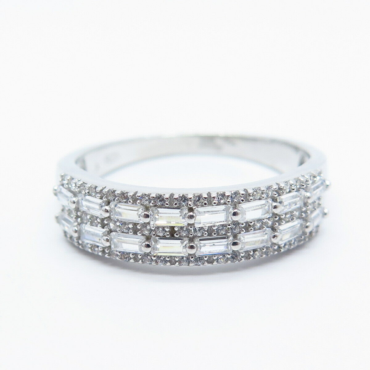 925 Sterling Silver Pave C Z Ring Size 12.25