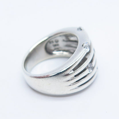 925 Sterling Silver Round-Cut C Z 5-Row Ring Size 6.75