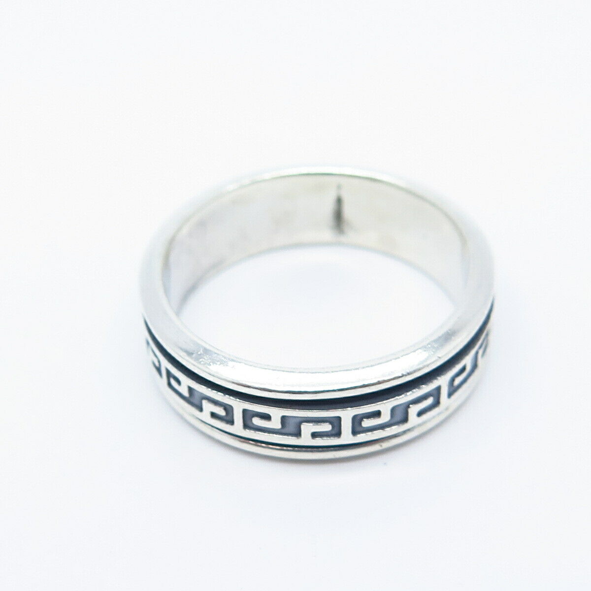 925 Sterling Silver Vintage Greek Maze Rotating Band Ring Size 13