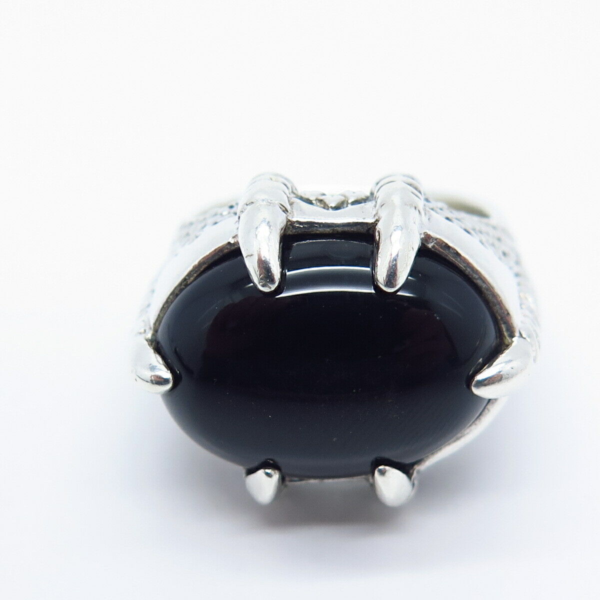 925 Sterling Silver Vintage Real Black Onyx Gemstone Ring Size 9.5