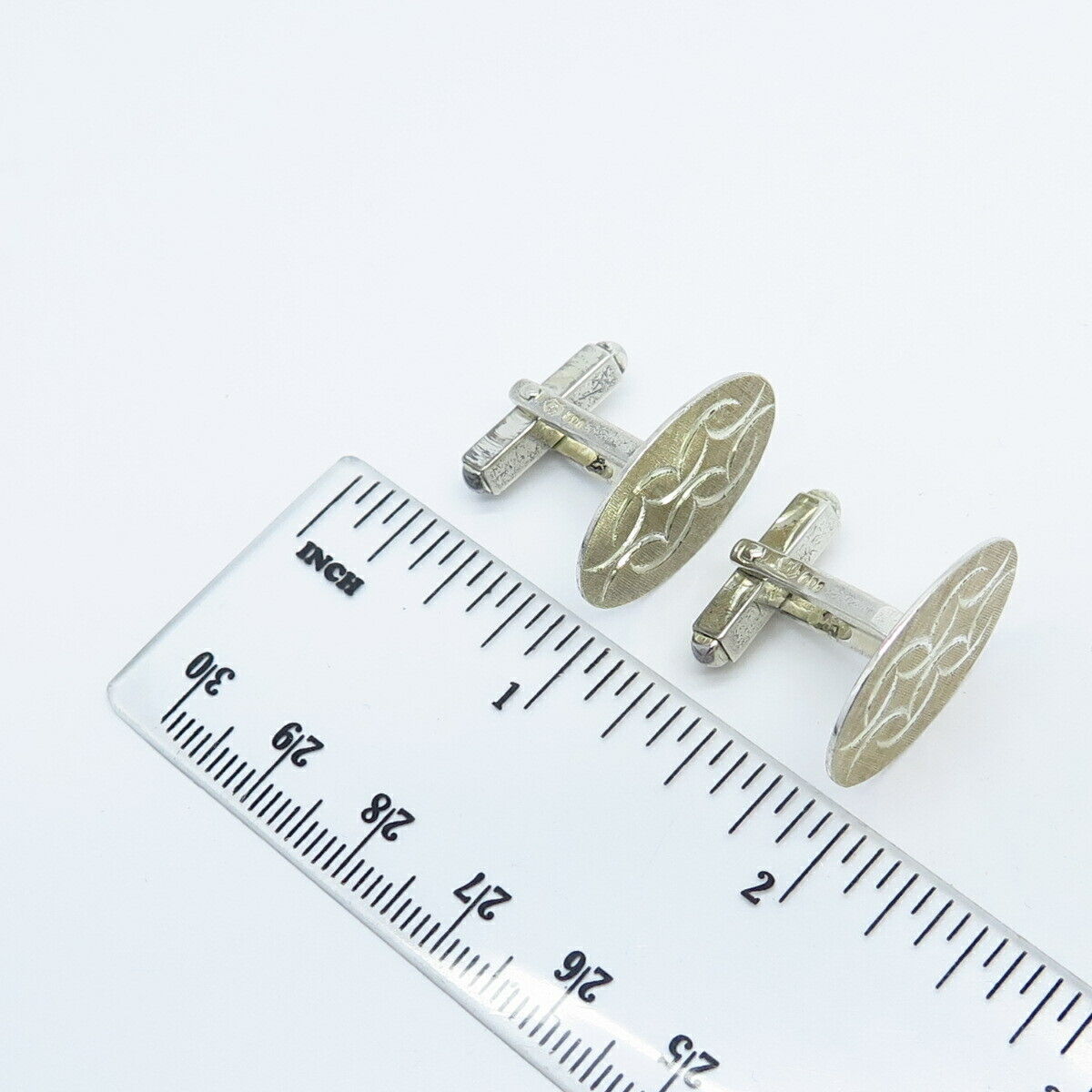 800 Silver Vintage Textured Ornate Cufflinks