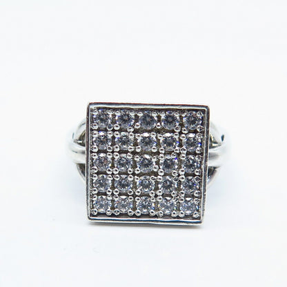 925 Sterling Silver Vintage Gems en Vogue Pave C Z Ring Size 6.75